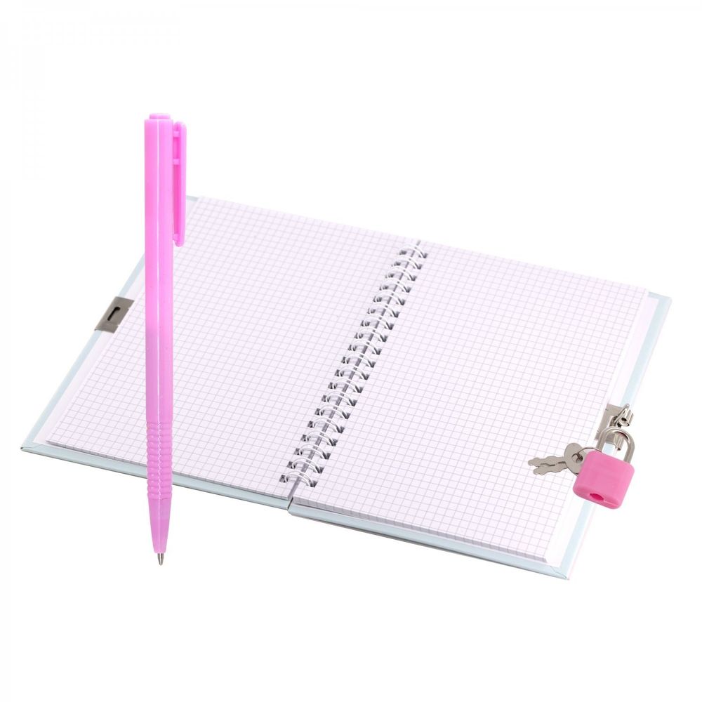 Блокнот в футляре, 19,5 см * 22,5 см, гребень, Alingar, мат.ламин, ручка, замочек, клетка, 46 л., &quot;Мишка-модница&quot;, сиреневый