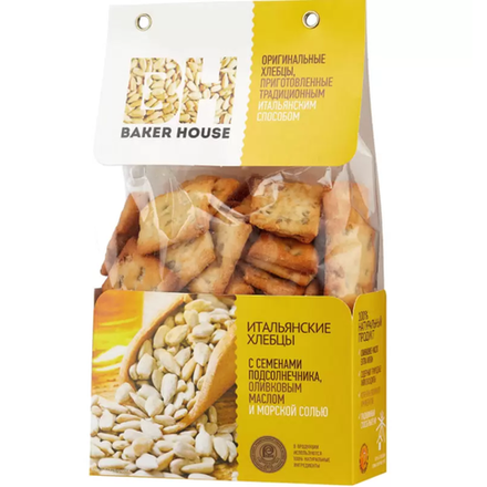 Итальянские хлебцы Baker House с семенами подсолнечника 250 гр