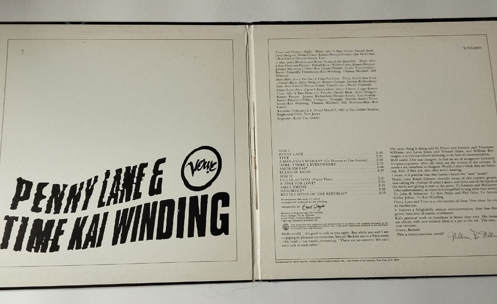 Винтажная виниловая пластинка LP Kai Winding Penny Lane and Time (USA 1967) (Promo)