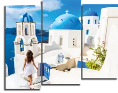 Модульная картина "Девушка в Санторини"