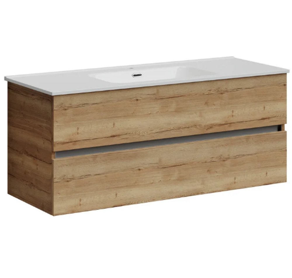 Тумба подвесная SANCOS Urban 1190х450х550, c двумя ящиками оснащенными доводчиками, дуб галифакс натуральный , арт. UR120-1EG