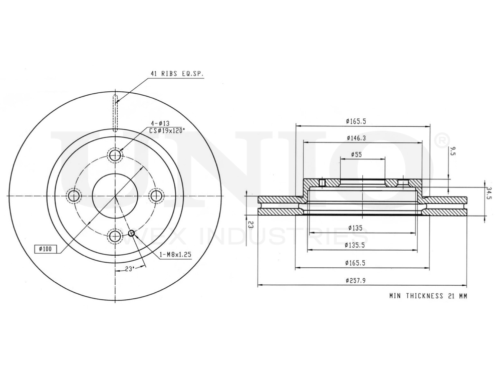Диск тормозной передний UNIO BRD-20393