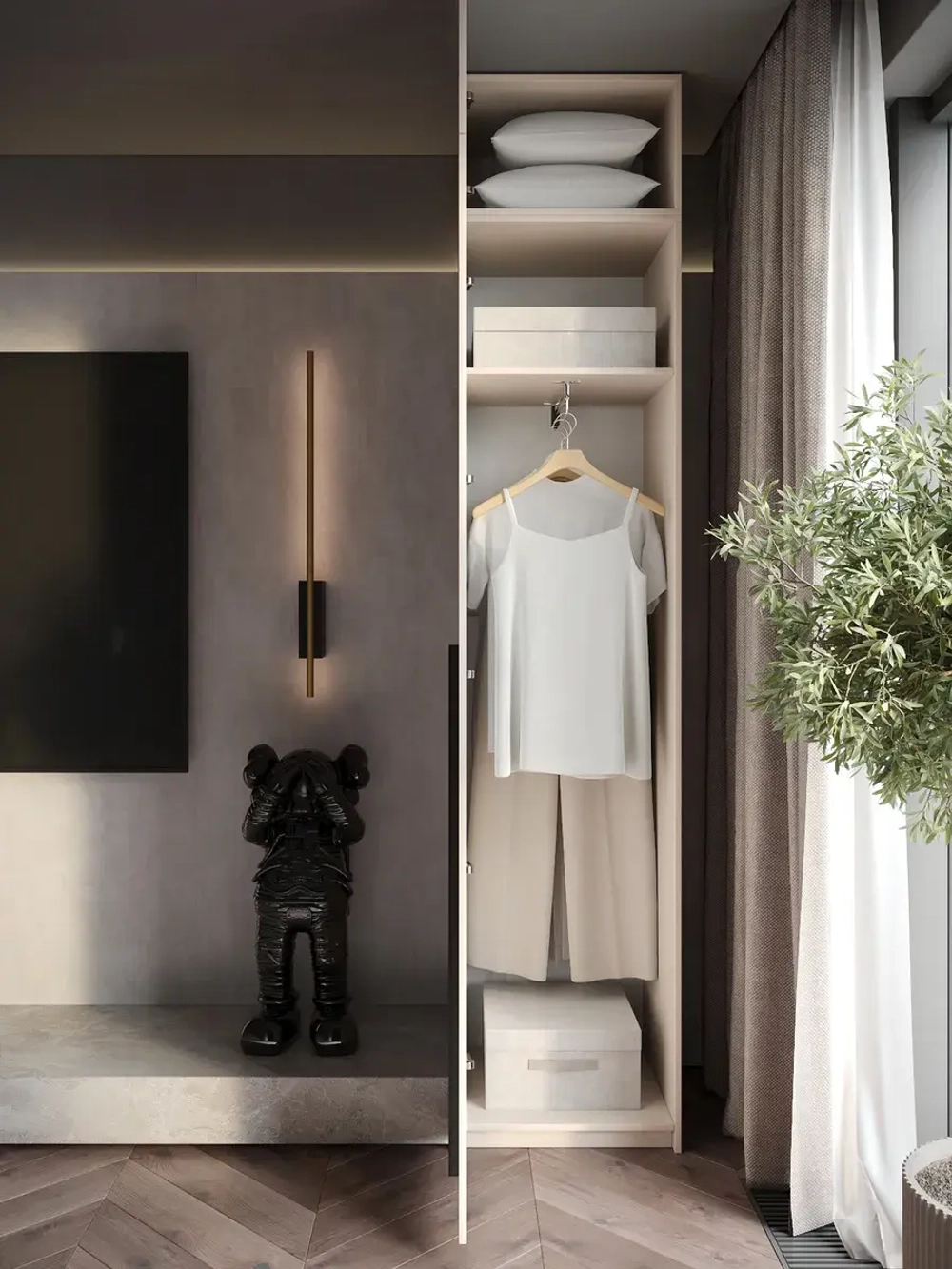 Шкаф распашной 40*40*240 кашемир, с антресолью Lorena 1