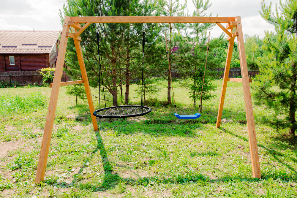 Деревянные качели с качелями гнездо 100 см