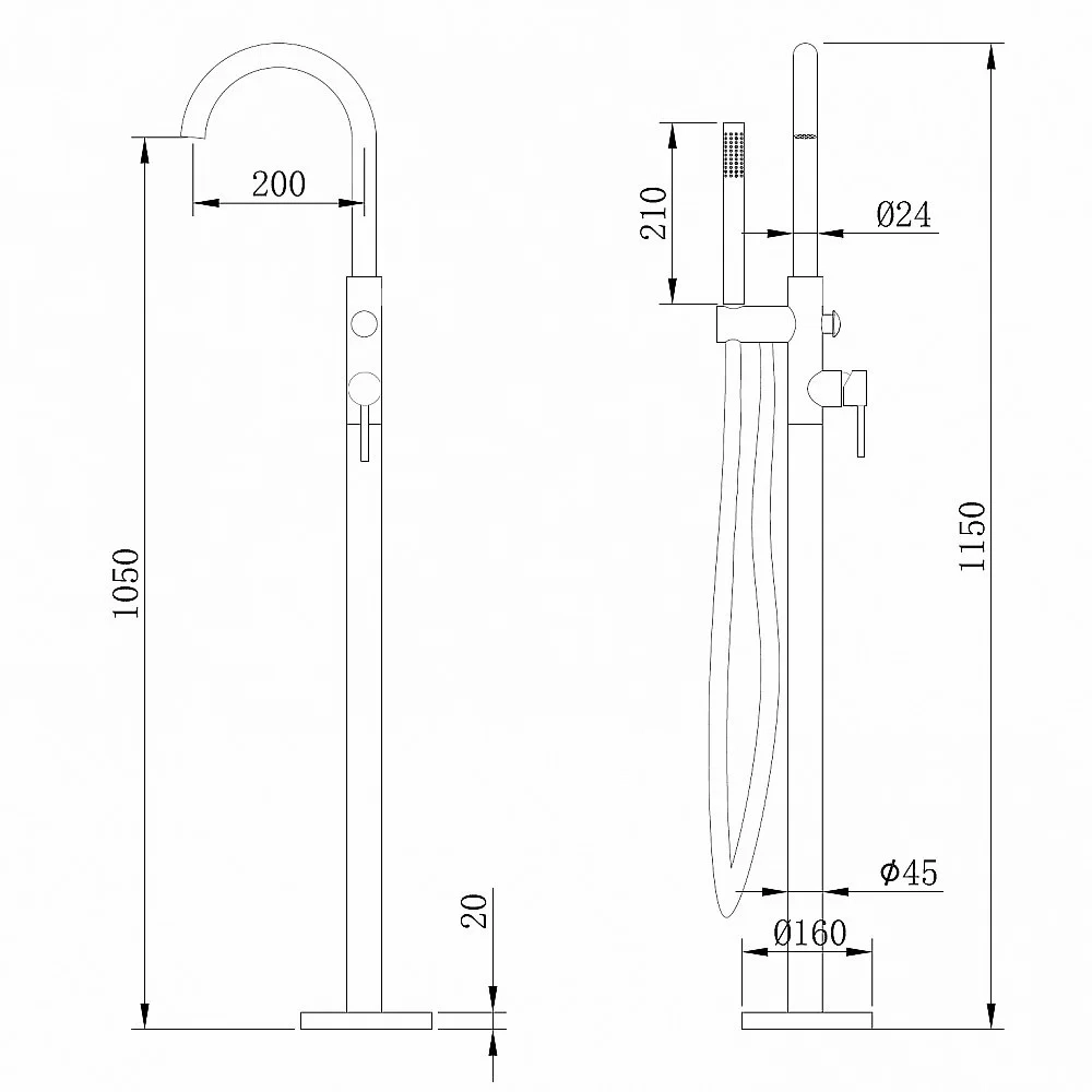 Смеситель для ванны Abber WASSER KREIS AF8115B черный матовый