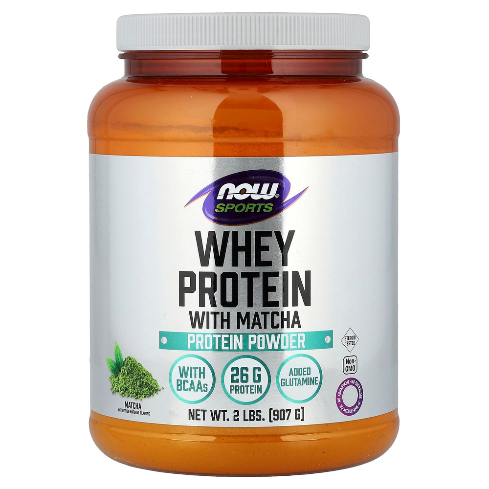 NOW Foods, Sports, сывороточный протеин в порошке, матча, 907 г (2 фунта)