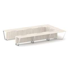 Steel Meet Стол переговорный П-образный MD-PR.B.SP-15P Денвер Светлый/Нержавеющая Сталь/Хром 4800*32