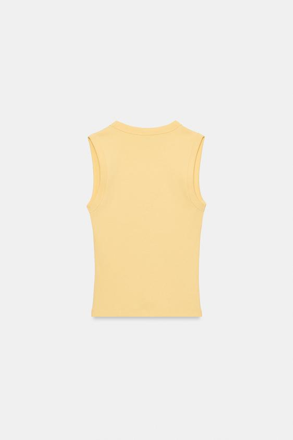 ZARA ХЛОПКОВАЯ ФУТБОЛКА С V-ОБРАЗНЫМ ВЫРЕЗОМ, ЖЕЛТЫЙ