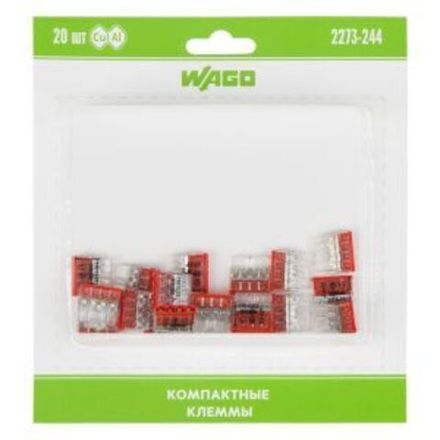 2273-244 Экcпресс-клемма с пастой, 4-проводная до 2,5 мм², (20 шт/уп)  WAGO