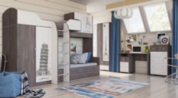 Кровать двухъярусная № 2 "Омега-18" (ясень анкор тем./ясень анкор св.), ЛДСП, Фант-мебель