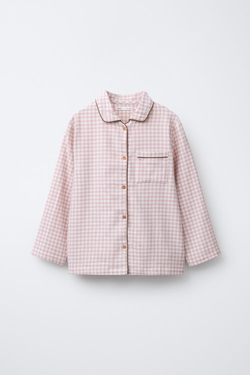 ZARA ФЛАНЕЛЕВАЯ ПИЖАМА В КЛЕТКУ ВИШИ, РОЗОВЫЙ