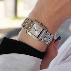 CARTIER TANK DE Quartz Movement Women"s Watch Watch 25.7*21.2mm Silver Dial Stainless Steel Watchband