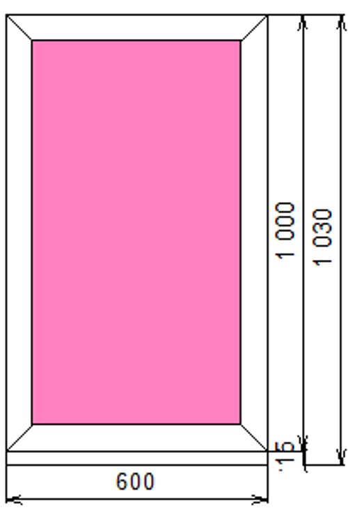 Пластиковое окно 1000 х 600 ТермА Эко с глухой створкой