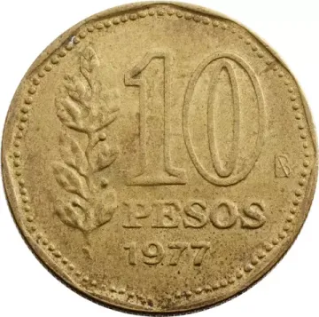 10 песо 1977 Аргентина «200 лет со дня рождения Гильермо Брауна»