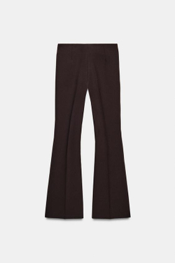 ZARA БРЮКИ FLARE С БОКОВЫМИ ШВАМИ, КОРИЧНЕВЫЙ