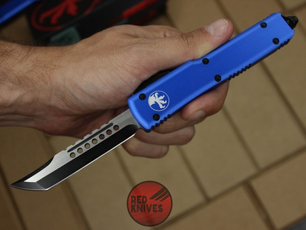 Нож Microtech Ultratech Helhound H/E - синяя рукоять, черный клинок RK-375