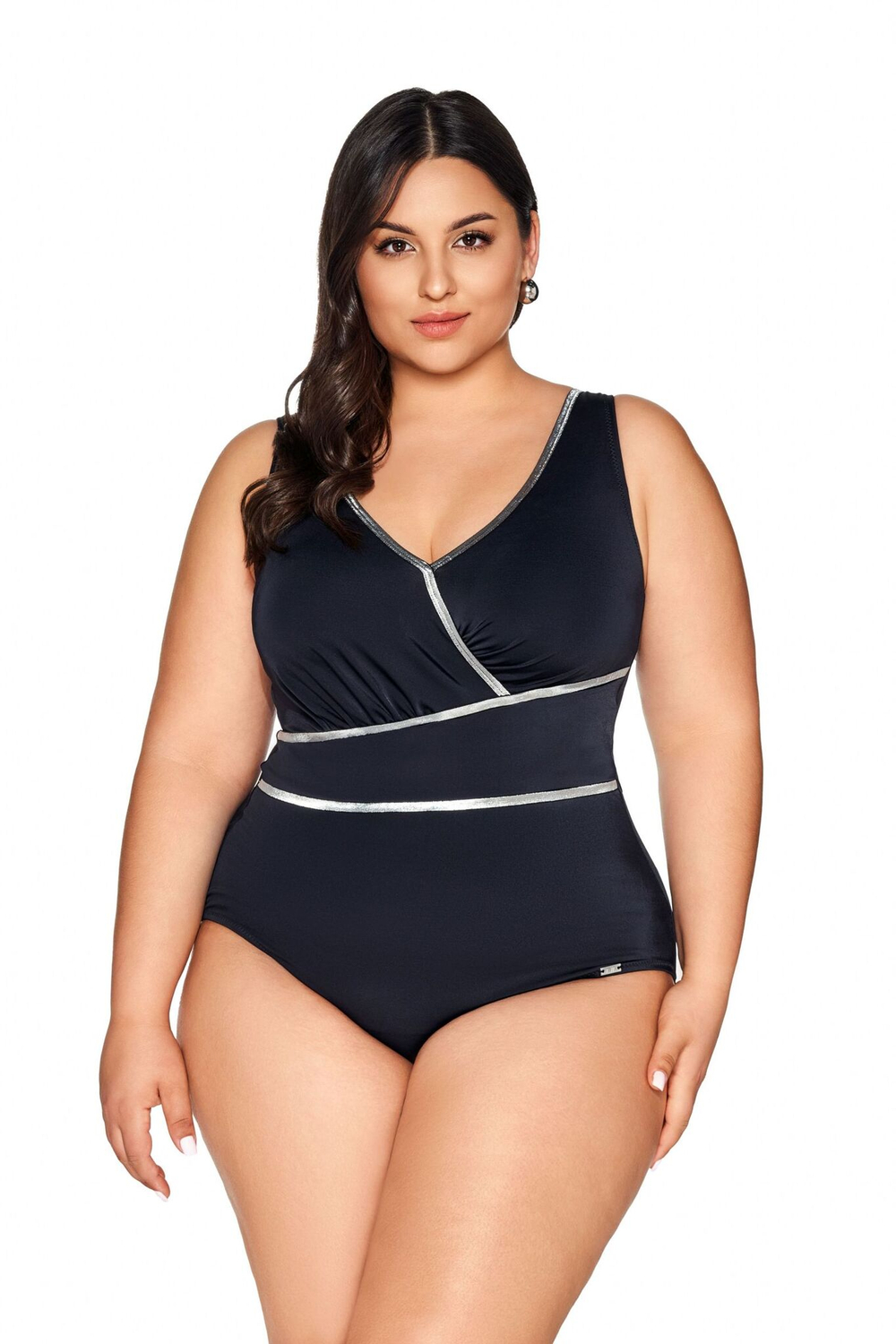 Роскошный купальник с серебристым декором (Размер: 75I) (Цвет: черный)