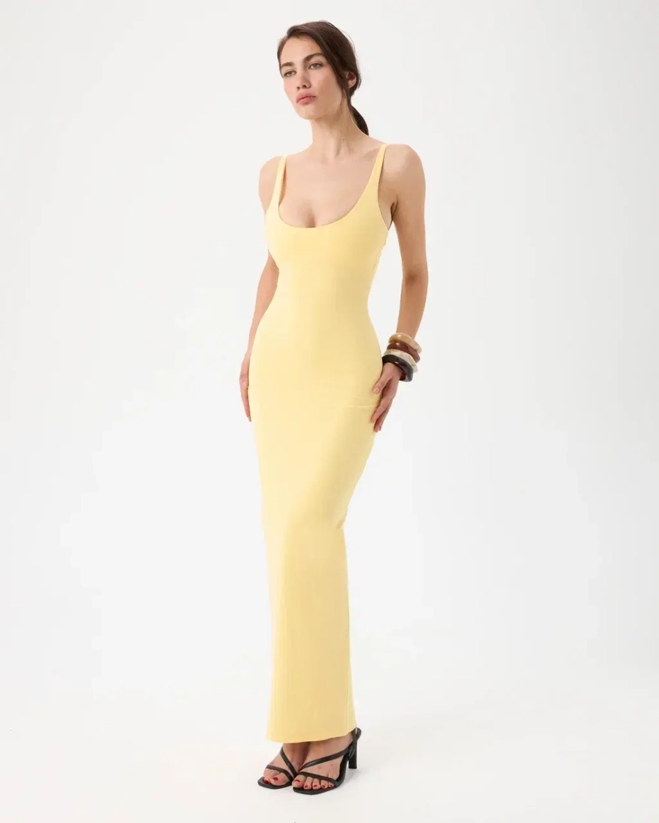 LEMON PEACHY COTTON MAXI DRESS