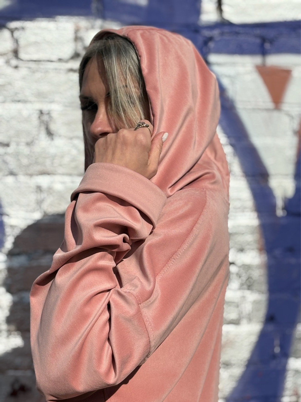 Худи / микро вельвет / пудра