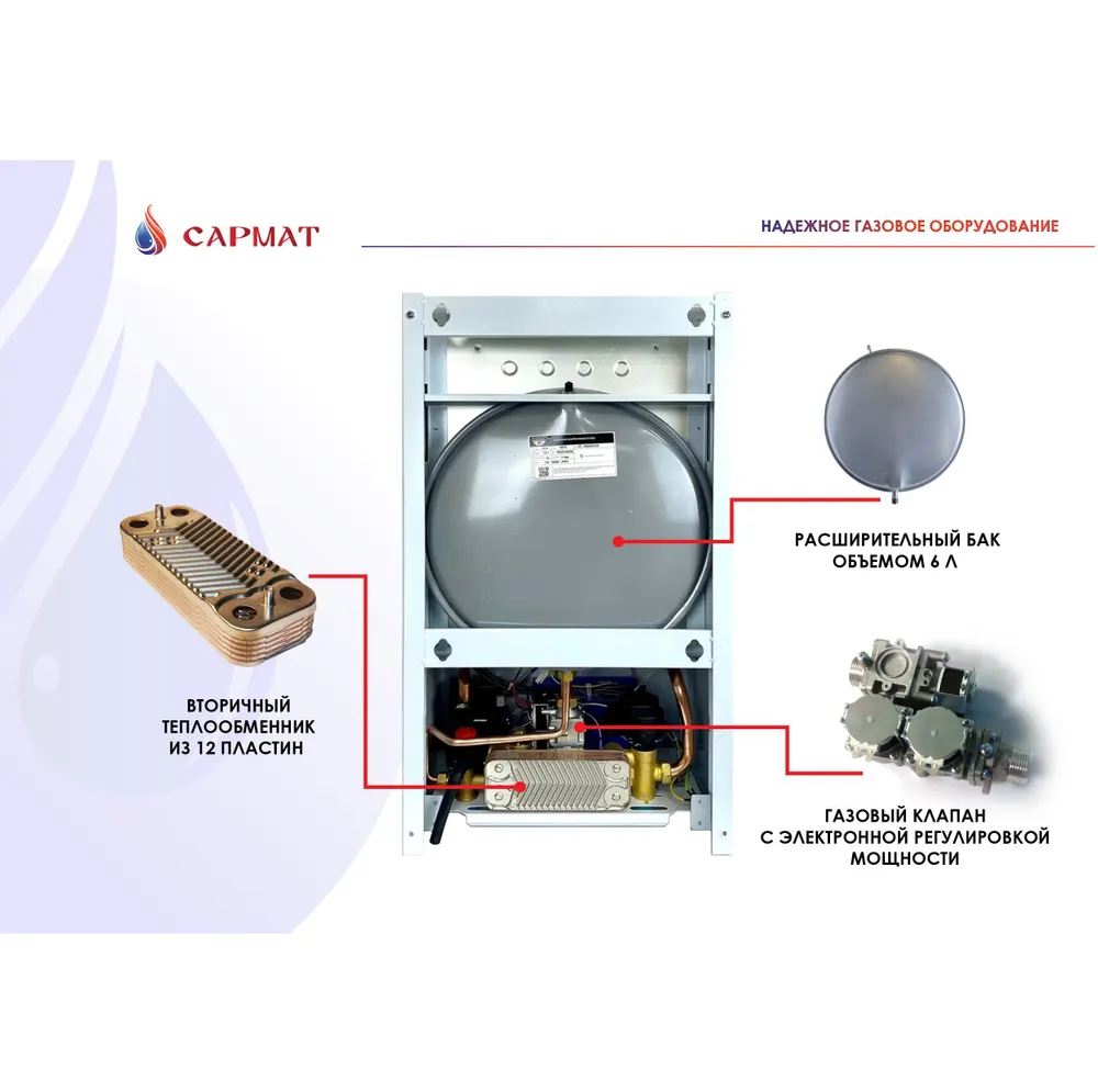 Котел настенный газовый двухконтурный Сармат T-24 KW ERCO WiFi (CN)