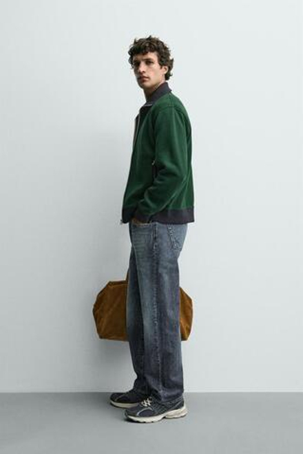 ZARA ТОЛСТОВКА В СТИЛЕ КОЛОР-БЛОК, ЗЕЛЕНЫЙ