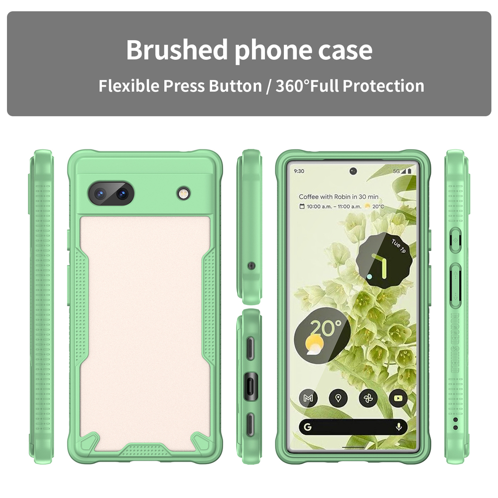 Чехол с зелеными боковыми рамками для Google Pixel 6a, задняя крышка прозрачная тонированная