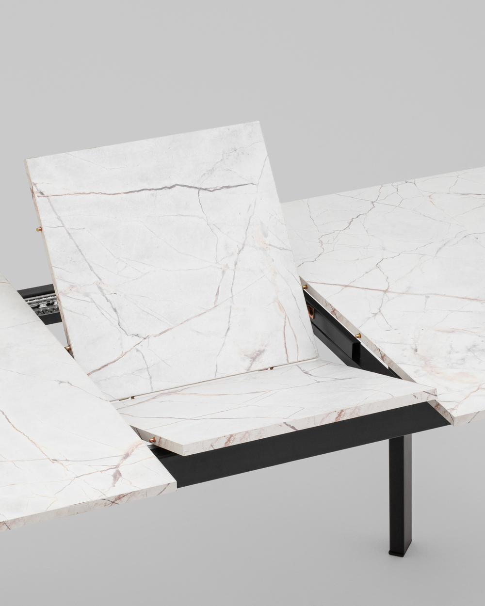 Стол Batu new 120-160/80/76 столешница ЛМДФ азул оникс подстолье металл черный