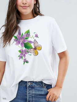 Футболка бабочка с цветком