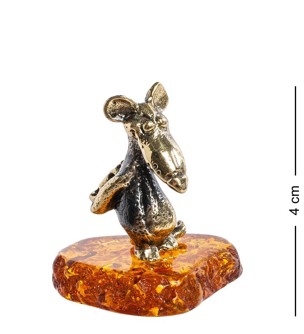 Народные промыслы AM-1115 Фигурка «Крыса жадина» (латунь, янтарь)