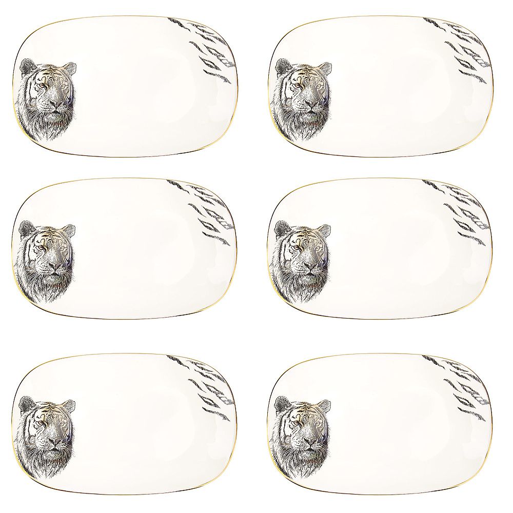 Блюдо сервировочное (с элементами золота) "Саванна/Тигр" 25*16*3см. (min6) (транспортная упаковка)