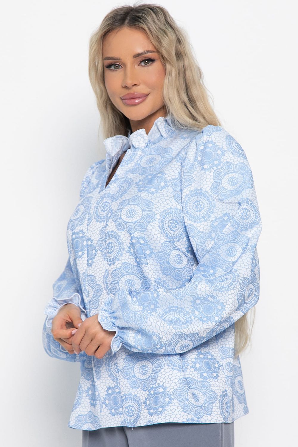 Блуза Доменика (бело-голубая) Б15015-18М LT Collection