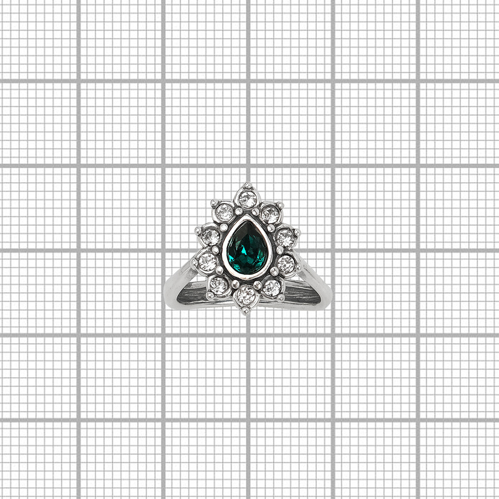 "Тионель" кольцо в серебряном покрытии из коллекции "Изумрудные мечты" от Jenavi