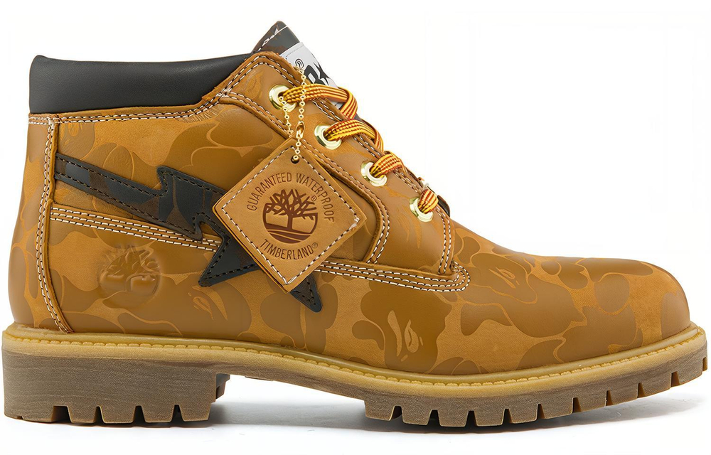 Timberland X Bape Nelson Premium Waterproof Chukka Boots "Wheat And Chocolate"