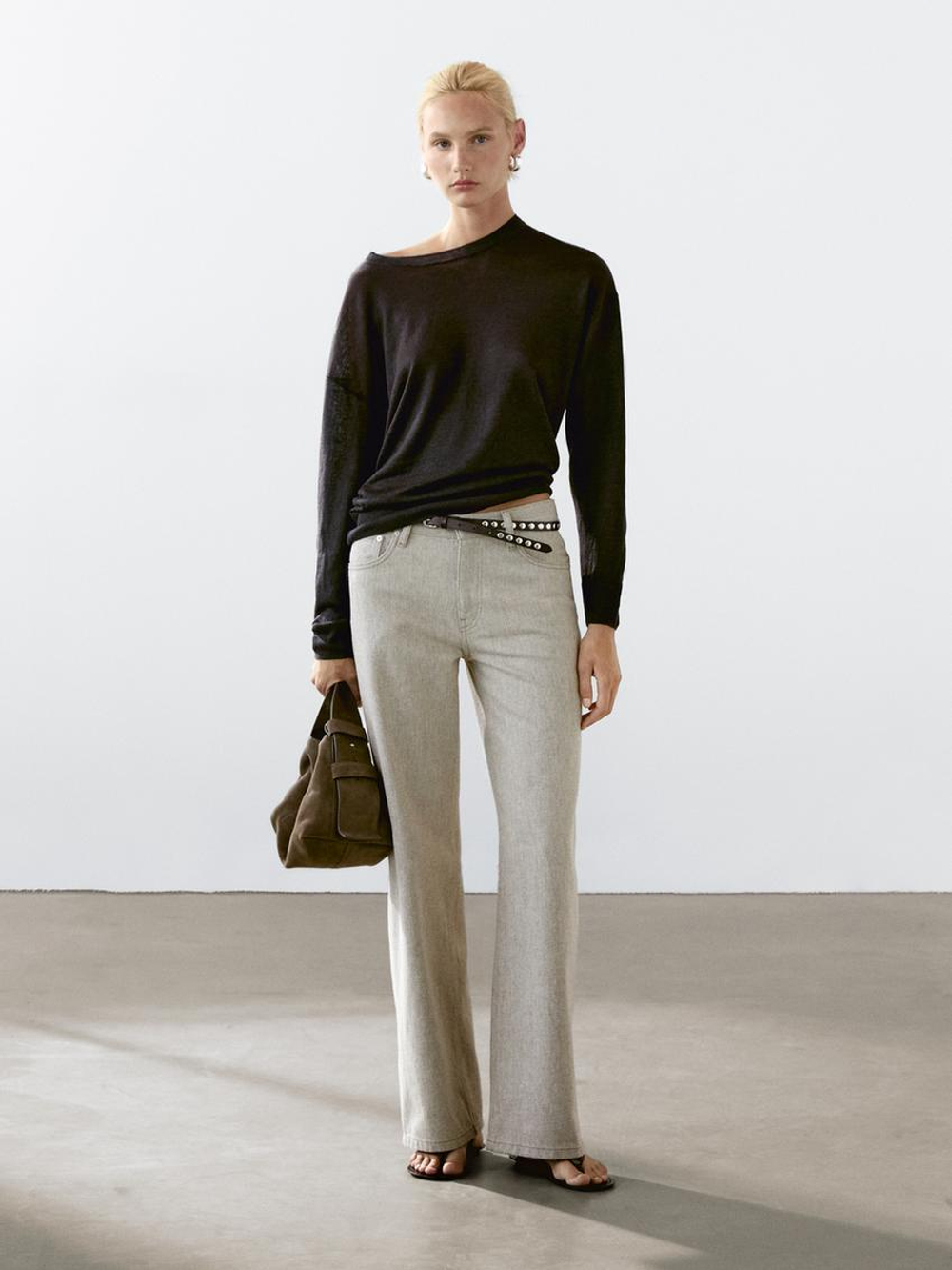 Massimo Dutti Свитер оверсайз из 100% льна, коричневый