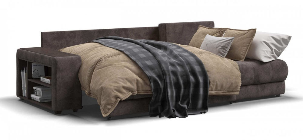 Угловой диван Босс ХЛ Велюр Алькантара серый