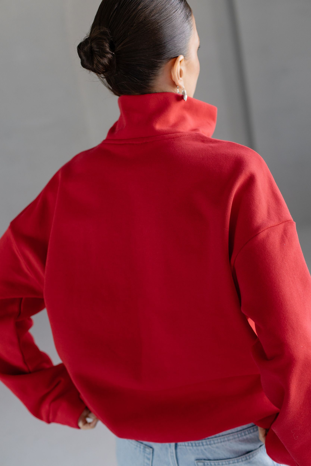 Анорак из трикотажа с молнией красный