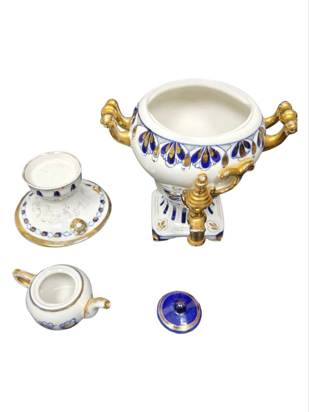 &&& Статуэтка "Самовар с заварочным чайничком" Гжель