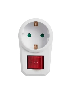 Адаптер сетевой / розетка с выключателем 16 А с заземлением и защитными шторками