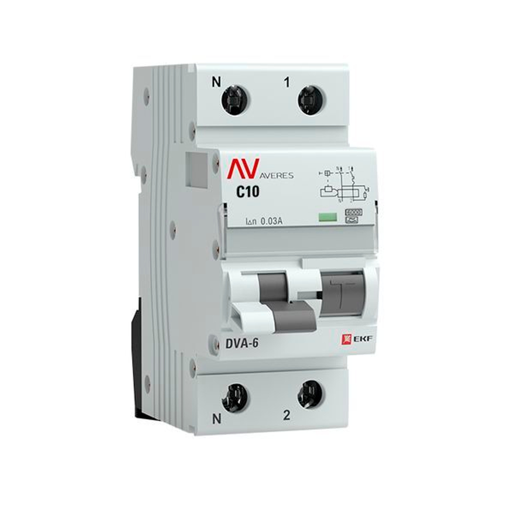 Автомат дифференциальный EKF rcbo6-1pn-10C-30-a-av