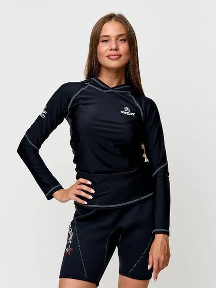 Футболка рашгард лонгслив Sargan Скелетон-Сап Худи UPF 50+ черный