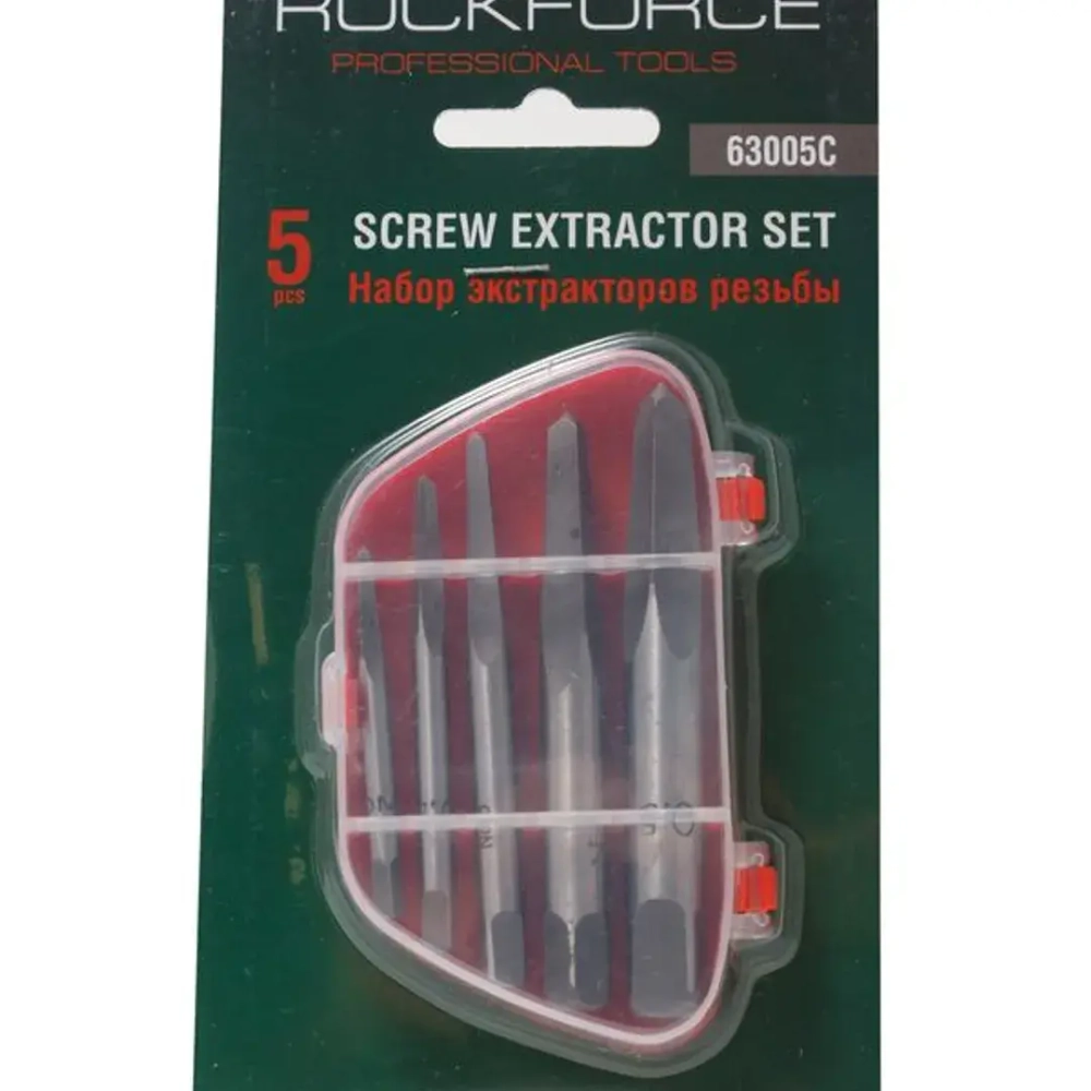 Набор экстракторов резьбы HSS 4241,6пр.(М3-М25), в пластиковом футляре RockForce##Rock FORCE RF-63005C(New)