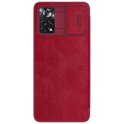 Кожаный чехол-книжка Nillkin Leather Qin Pro c защитой камеры для Poco X4 Pro 5G