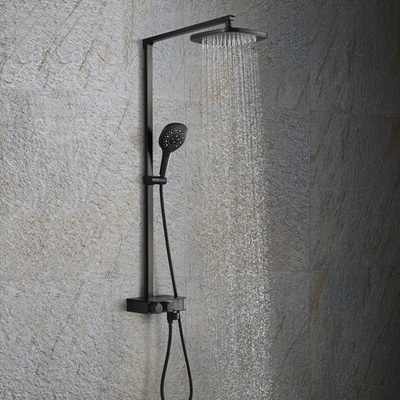 Комплект смеситель душевая стойка B&W U7855В черный матовый