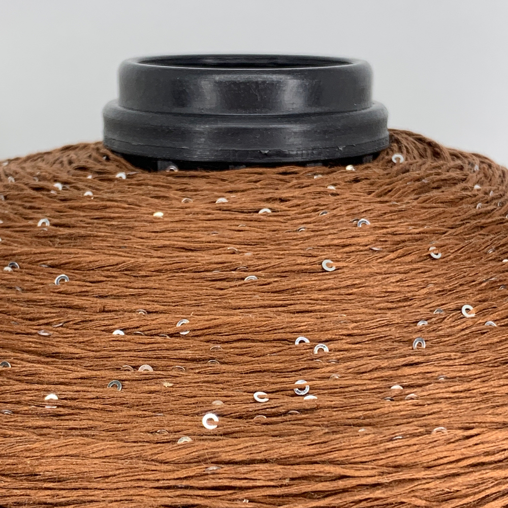 LINETTE PAILLETES - 80% лен, 20% п/а, микропайетки 2мм - серебро, коричневый; 450м\100гр