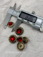 Пуговицы состаренное золото с красным камнем