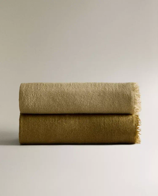 ZARA HOME ШЕРСТЯНОЙ ПЛЕД, ЗЕЛЕНЫЙ