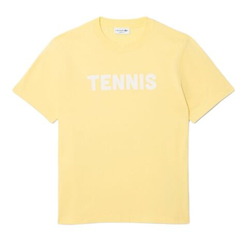 Мужская теннисная футболка Lacoste Printed Cotton - pastel yellow