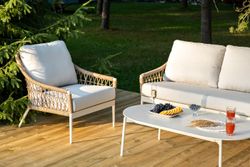 "Венеция" лаунж-зона из искусственного ротанга, цвет соломенный