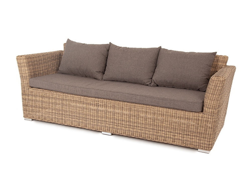 "Капучино" диван из искусственного ротанга трехместный, цвет соломенный