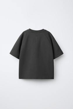 ZARA КОМПЛЕКТ ИЗ ФУТБОЛКИ И ШОРТОВ ИЗ ИНТЕРЛОКА, ТЕМНЫЙ АНТРАЦИТ